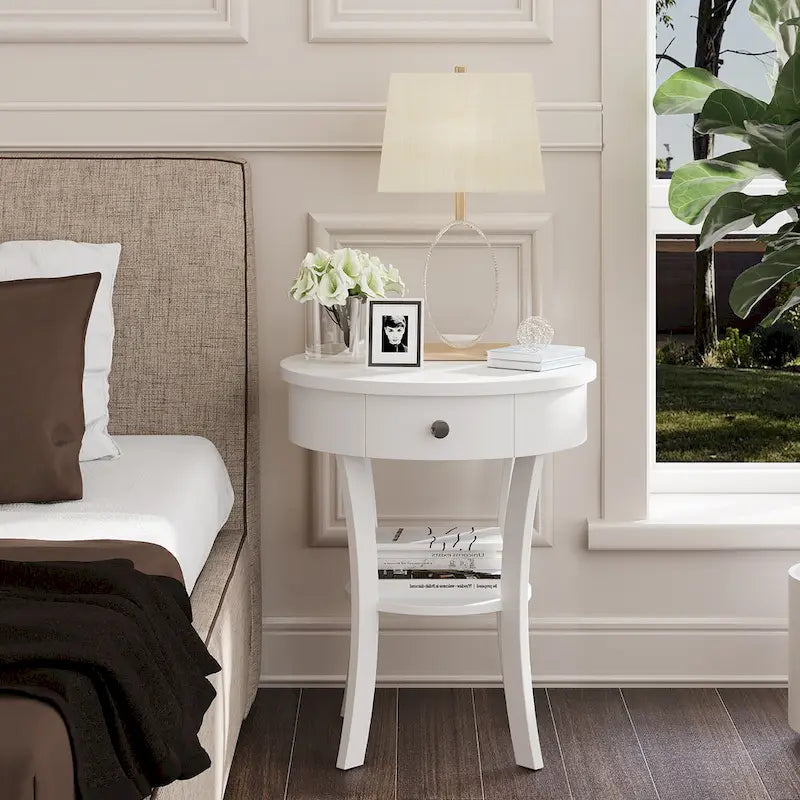 Costway 2 PCS 2-tier Side End Sofa Table Round Nightstand Bedroom - See Details