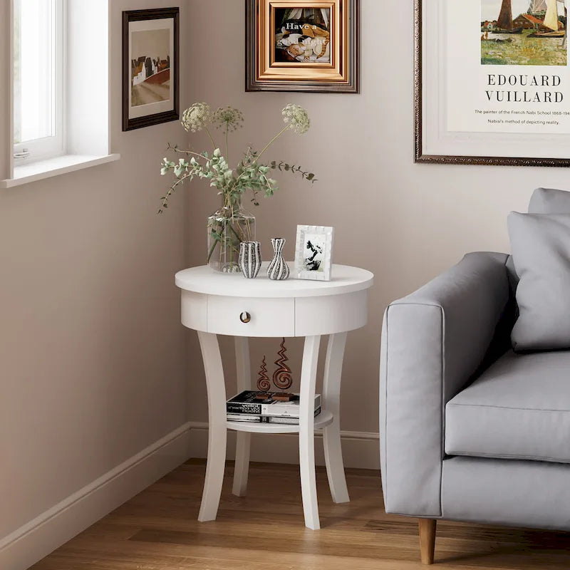 Costway 2 PCS 2-tier Side End Sofa Table Round Nightstand Bedroom - See Details