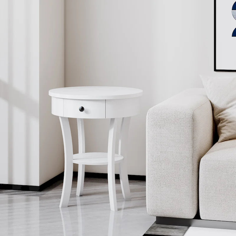 Costway 2 PCS 2-tier Side End Sofa Table Round Nightstand Bedroom - See Details