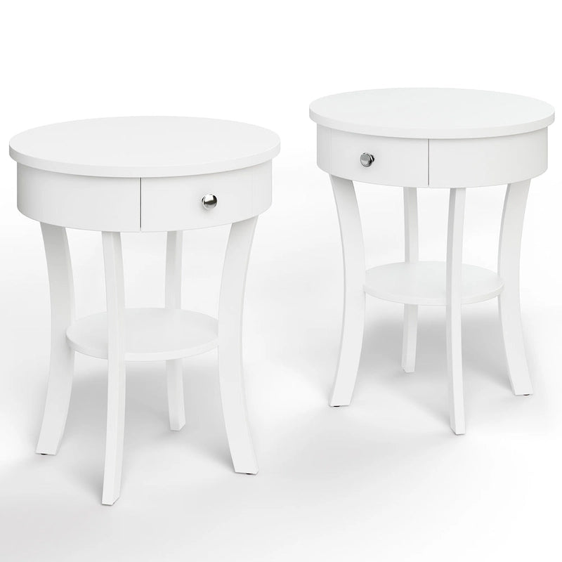 Costway 2 PCS 2-tier Side End Sofa Table Round Nightstand Bedroom - See Details