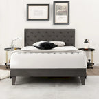 Costway Bed Frame Upholstered Platform Bed with Tufted Headboard