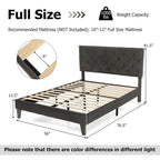 Costway Bed Frame Upholstered Platform Bed with Tufted Headboard