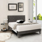 Costway Bed Frame Upholstered Platform Bed with Tufted Headboard