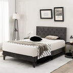 Costway Bed Frame Upholstered Platform Bed with Tufted Headboard
