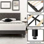 Costway Bed Frame Upholstered Platform Bed with Tufted Headboard