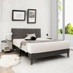 Costway Bed Frame Upholstered Platform Bed with Tufted Headboard