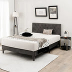 Costway Bed Frame Upholstered Platform Bed with Tufted Headboard