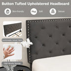 Costway Bed Frame Upholstered Platform Bed with Tufted Headboard