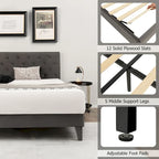 Costway Bed Frame Upholstered Platform Bed with Tufted Headboard