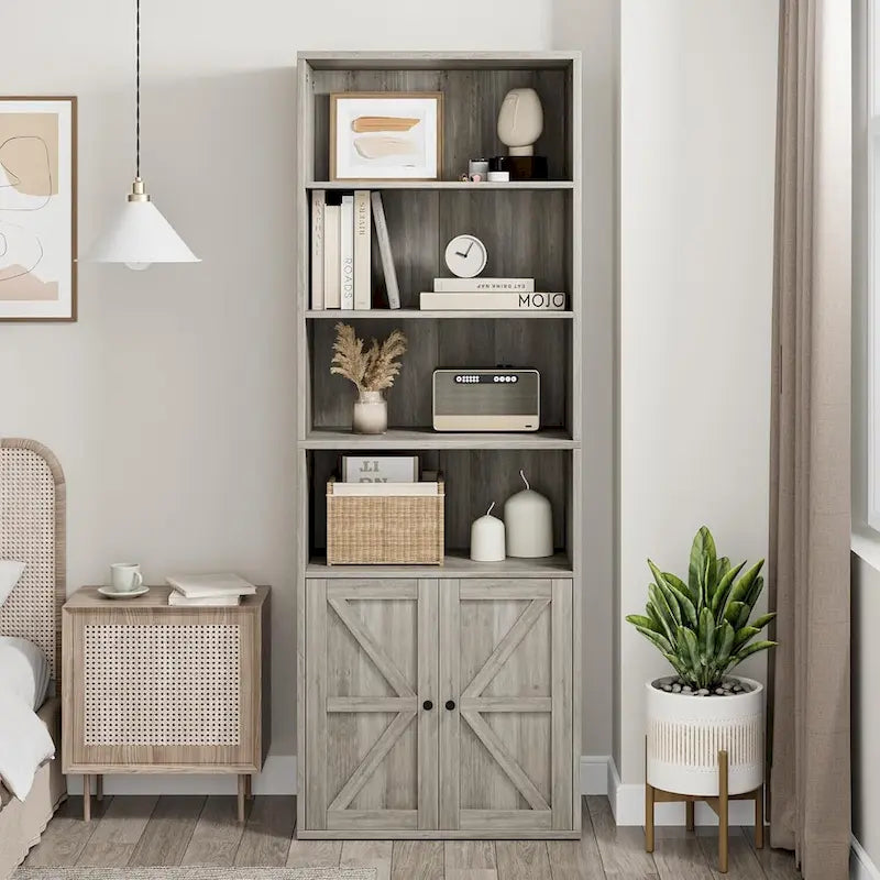 Tall Bookcase with Doors