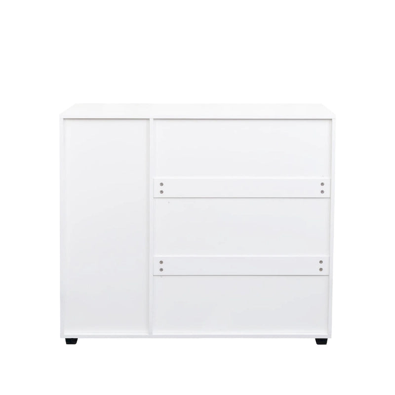 Free Standing Shoe Rack Adjustable Storage Organizer 4 Tier Shoe Rack Shelves, Shoe Cabinet with Louvered Doors