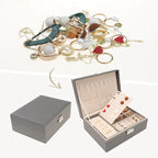 2 Layer Jewelry Box for Girl Women Birthday Gifts, PU Leather Jewelry Organizer Case Storage with Drawer, Removable Jewelry Tray