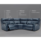 105 W Genuine Leather Power Reclining Sectional and Recliner Sofa Set with USB&USB-C Port, 2 Stationary Armlesschairs