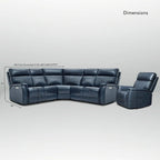 105 W Genuine Leather Power Reclining Sectional and Recliner Sofa Set with USB&USB-C Port, 2 Stationary Armlesschairs