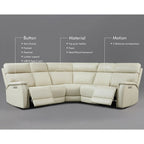 105 W Genuine Leather Power Reclining Sectional and Recliner Sofa Set with USB&USB-C Port, 2 Stationary Armlesschairs