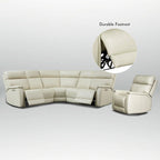 105 W Genuine Leather Power Reclining Sectional and Recliner Sofa Set with USB&USB-C Port, 2 Stationary Armlesschairs