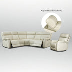 105 W Genuine Leather Power Reclining Sectional and Recliner Sofa Set with USB&USB-C Port, 2 Stationary Armlesschairs
