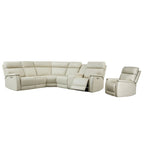 105 W Genuine Leather Power Reclining Sectional and Recliner Sofa Set with USB&USB-C Port, 2 Stationary Armlesschairs