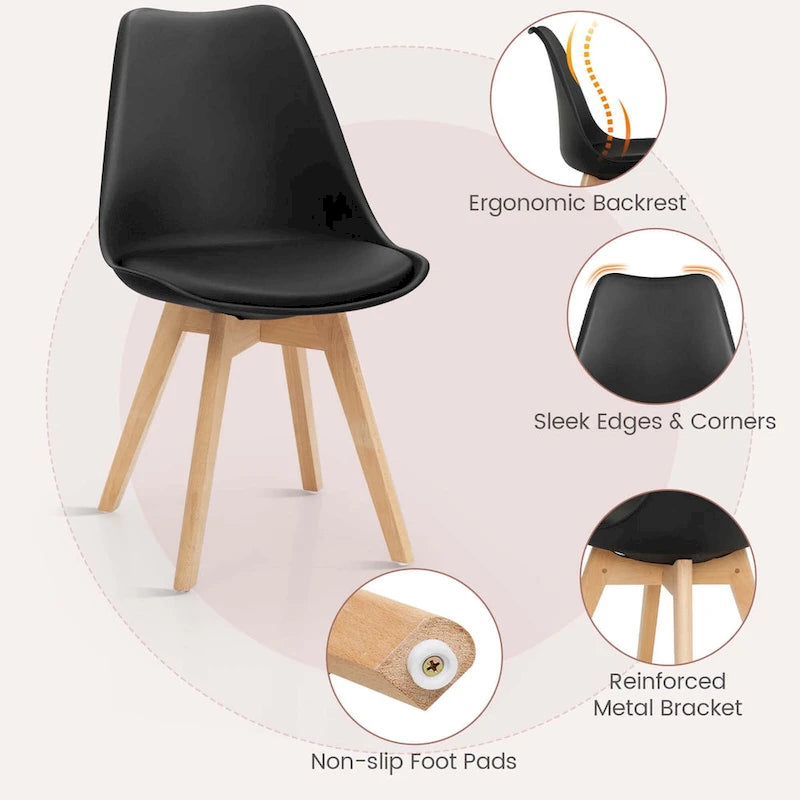 Costway 5 PCS Dining Set Modern Round Dining Table 4 Chairs for Small