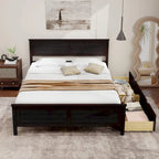 Gymax Full Size Wooden Bed Frame with 2 Storage Drawers & Under-bed