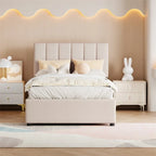 Twin Size Lift Up Storage Bed with Headboard and Underneath Storage, Upholstered Platform Bed with Hydraulic Storage System