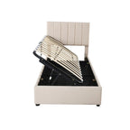 Twin Size Lift Up Storage Bed with Headboard and Underneath Storage, Upholstered Platform Bed with Hydraulic Storage System