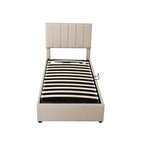Twin Size Lift Up Storage Bed with Headboard and Underneath Storage, Upholstered Platform Bed with Hydraulic Storage System