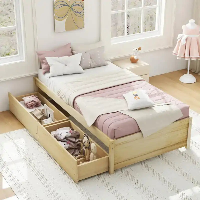 Gymax Twin Size Captain Bed w/ 2 Drawers Slats Support Twin Daybed
