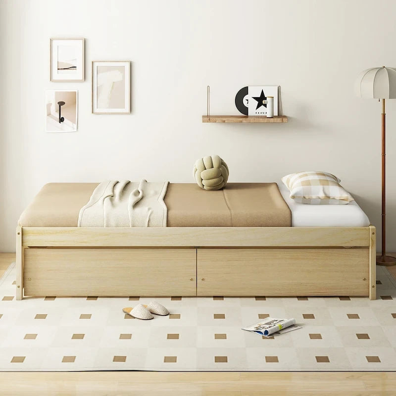 Gymax Twin Size Captain Bed w/ 2 Drawers Slats Support Twin Daybed