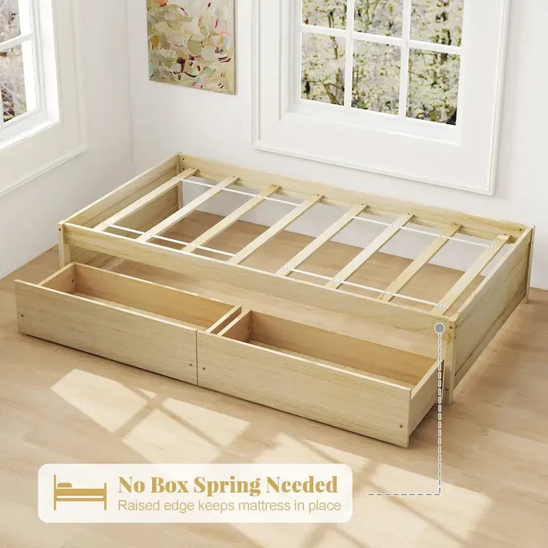 Gymax Twin Size Captain Bed w/ 2 Drawers Slats Support Twin Daybed