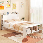Costway Twin/Full Size Bed Frame with Storage Headboard & Footboard