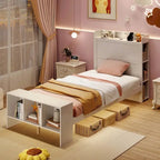 Costway Twin/Full Size Bed Frame with Storage Headboard & Footboard
