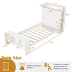 Costway Twin/Full Size Bed Frame with Storage Headboard & Footboard