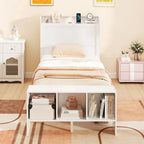 Costway Twin/Full Size Bed Frame with Storage Headboard & Footboard