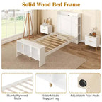 Costway Twin/Full Size Bed Frame with Storage Headboard & Footboard