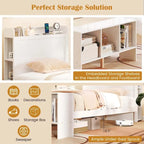 Costway Twin/Full Size Bed Frame with Storage Headboard & Footboard