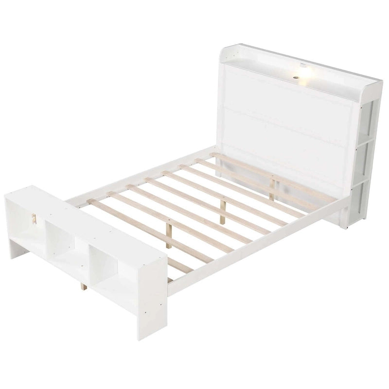 Costway Twin/Full Size Bed Frame with Storage Headboard & Footboard