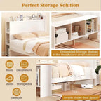 Costway Twin/Full Size Bed Frame with Storage Headboard & Footboard