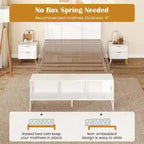 Costway Twin/Full Size Bed Frame with Storage Headboard & Footboard