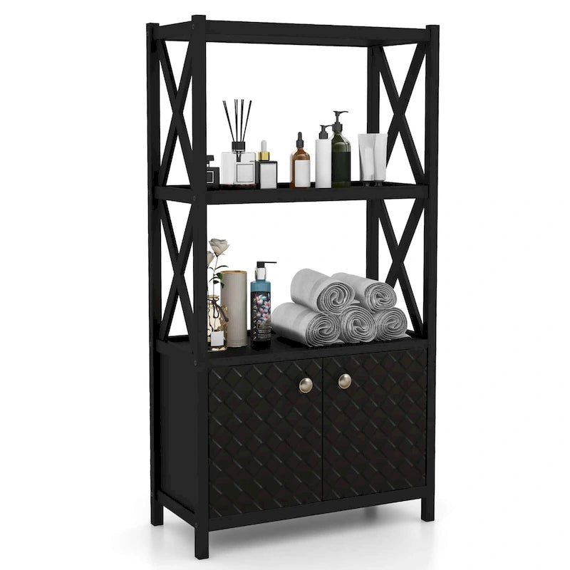 Costway Bathroom Storage Cabinet with Open Shelves & Double Doors - See Details
