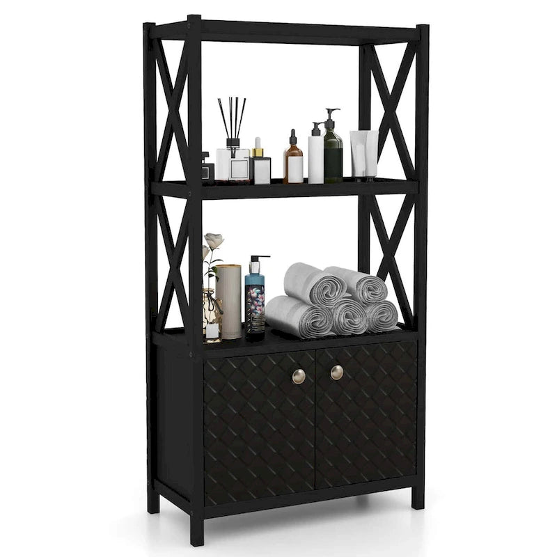 Costway Bathroom Storage Cabinet with Open Shelves & Double Doors - See Details