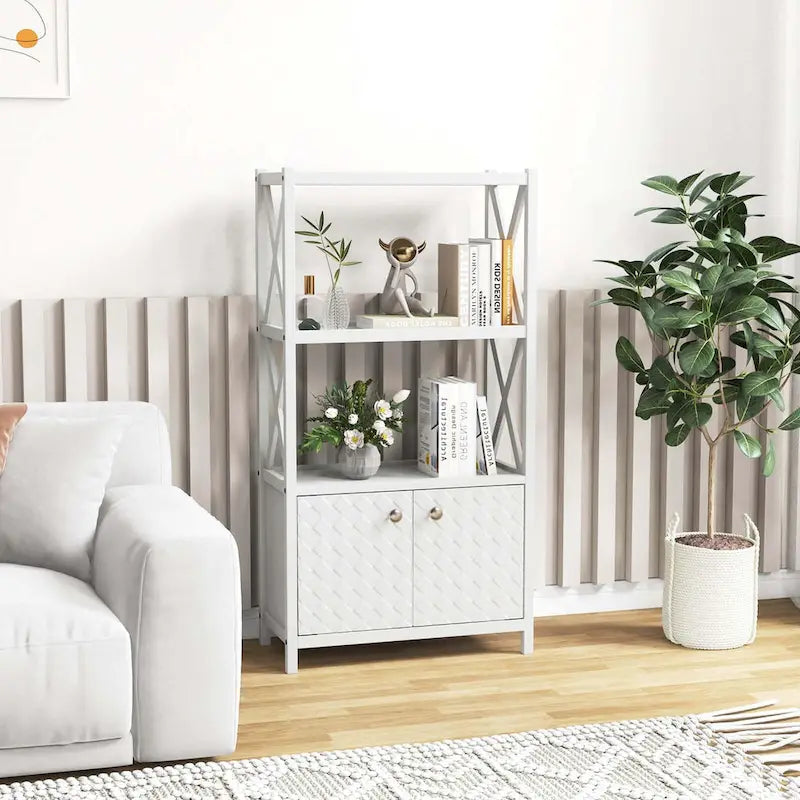 Costway Bathroom Storage Cabinet with Open Shelves & Double Doors - See Details