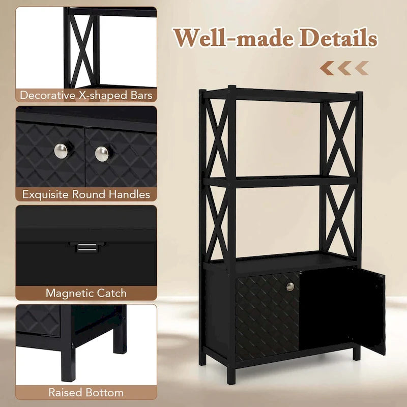 Costway Bathroom Storage Cabinet with Open Shelves & Double Doors - See Details