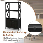 Costway Bathroom Storage Cabinet with Open Shelves & Double Doors - See Details