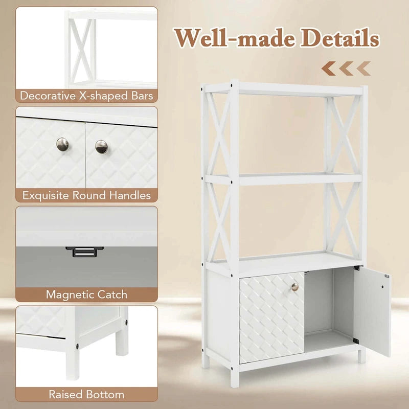Costway Bathroom Storage Cabinet with Open Shelves & Double Doors - See Details