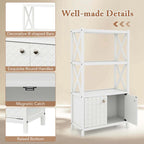 Costway Bathroom Storage Cabinet with Open Shelves & Double Doors - See Details