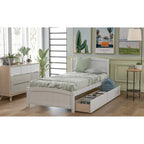 Lit plateforme simple avec deux tiroirs, Blanc