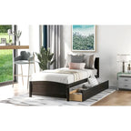 Lit plateforme simple avec deux tiroirs, Blanc