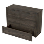 Wooden Foldable Murphy Cabinet Bed Platform Bed Bottom Large Storage Drawer Side with Outlets and USB Ports