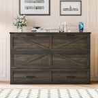 Wooden Foldable Murphy Cabinet Bed Platform Bed Bottom Large Storage Drawer Side with Outlets and USB Ports